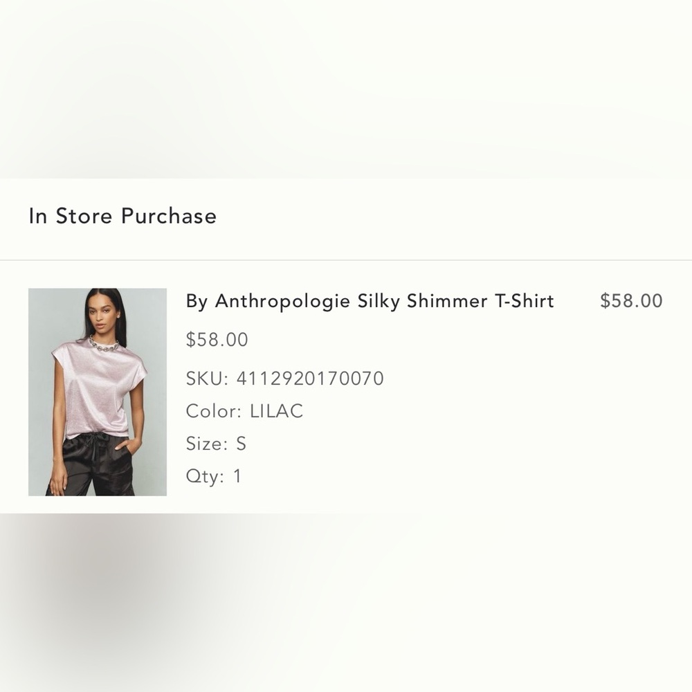 Anthropologie Lilac Silky Shimmer T-Shirt